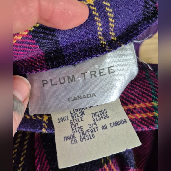 Vintage Plum Tree Canada Pink & Purple Plaid Wool Blend Midi Pencil Skirt - Picture 8 of 8
